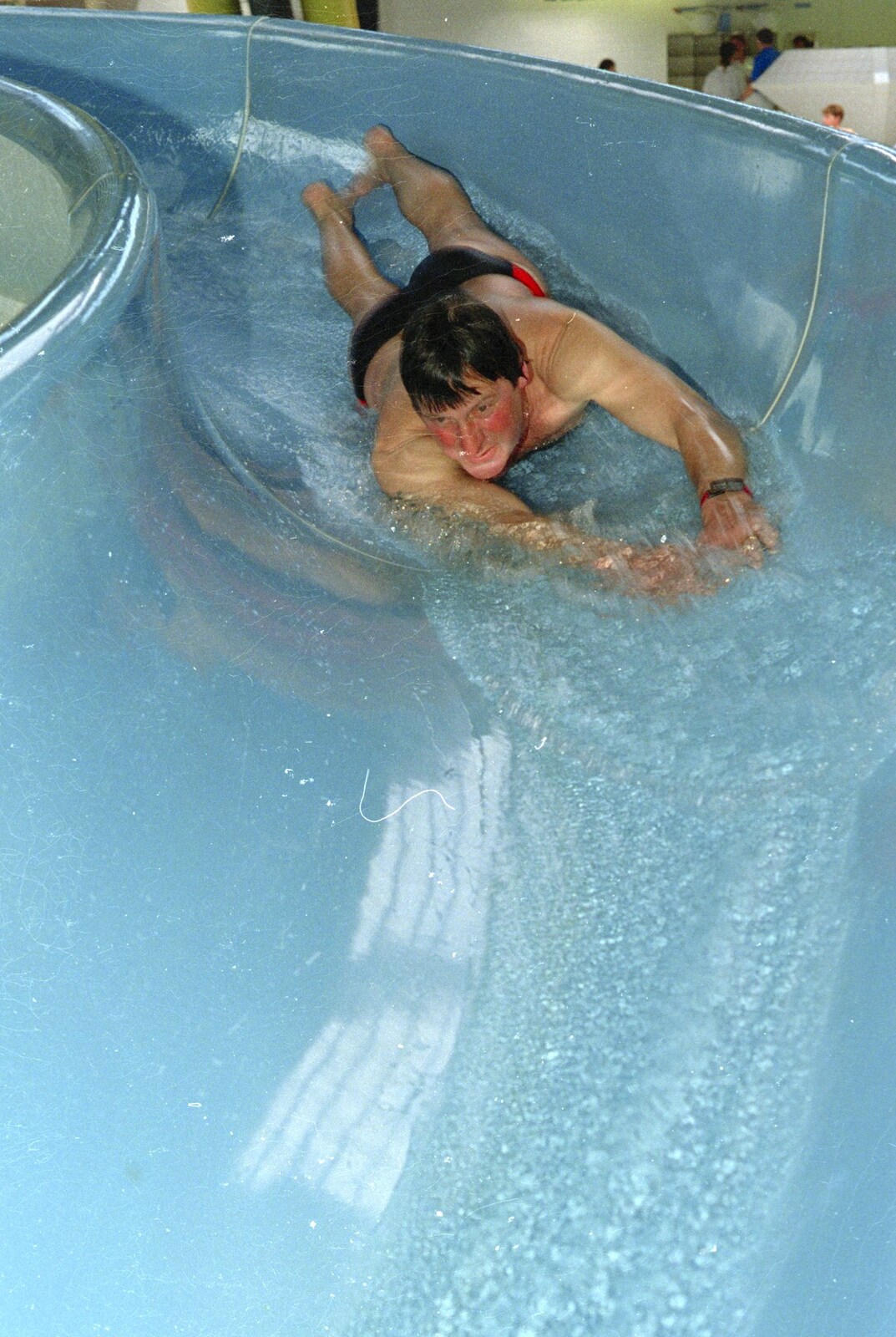 A Trip to Center Parcs, Eemhof, Netherlands - 24th March 1992: Geoff comes hurtling down a water slide