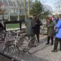 Checking out bikes for hire, A Trip to Center Parcs, Eemhof, Netherlands - 24th March 1992