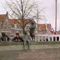 Geoff and some statues on a wall in Hoorne, Out and About in Amsterdam, Hoorne, Vollendam and Edam, The Netherlands - 26th March 1992