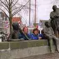 Sue and Brena look out across the river, Out and About in Amsterdam, Hoorne, Vollendam and Edam, The Netherlands - 26th March 1992