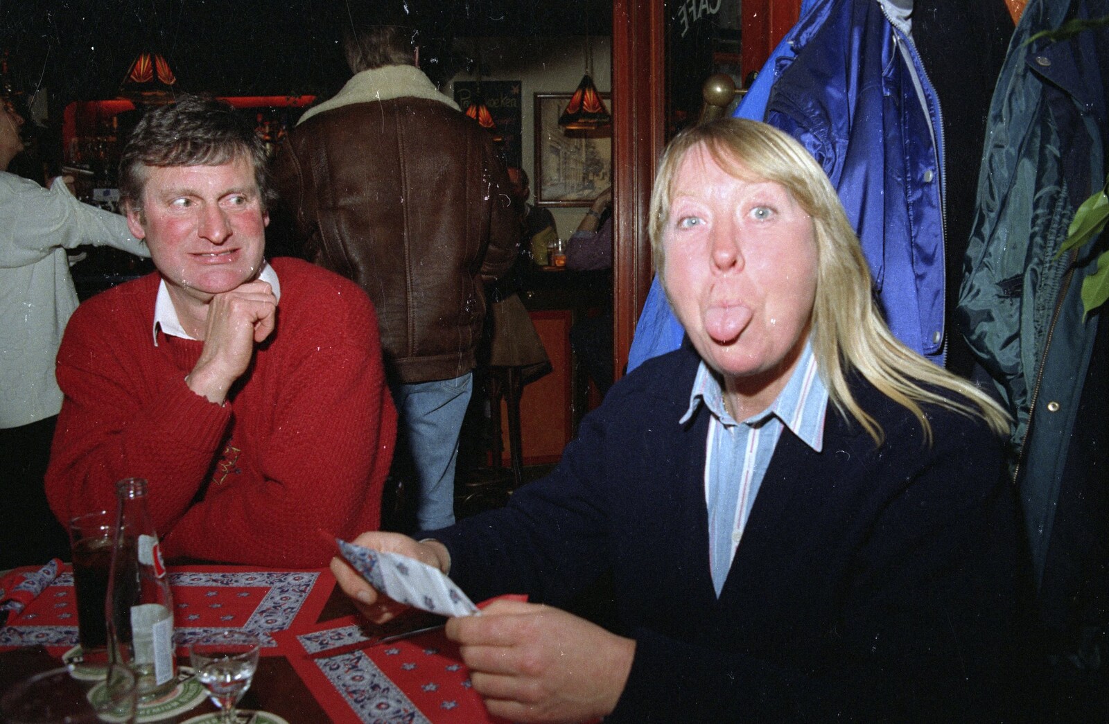 Out and About in Amsterdam, Hoorne, Vollendam and Edam, The Netherlands - 26th March 1992: Sue sticks her tongue out