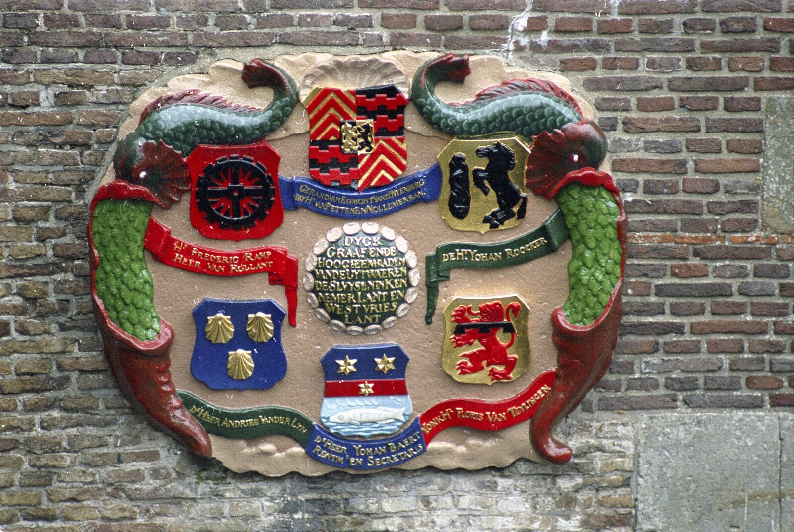 Out and About in Amsterdam, Hoorne, Vollendam and Edam, The Netherlands - 26th March 1992: A brightly coloured plaque on a wall