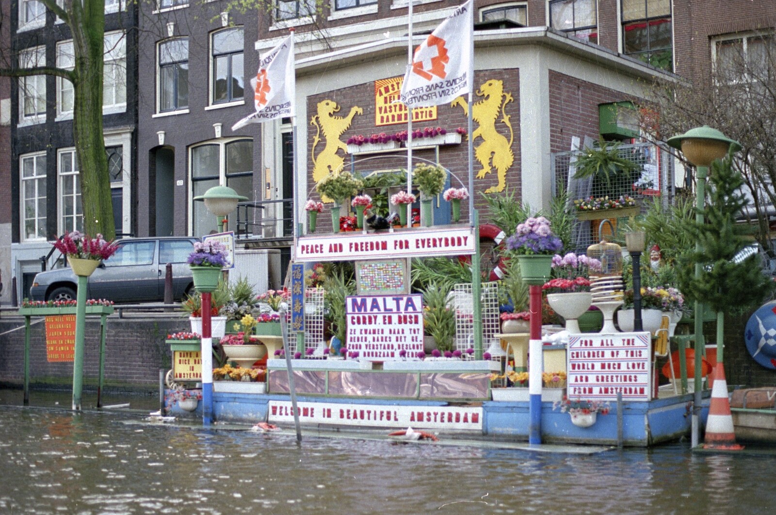 Out and About in Amsterdam, Hoorne, Vollendam and Edam, The Netherlands - 26th March 1992: A gaudy floating homage to Malta