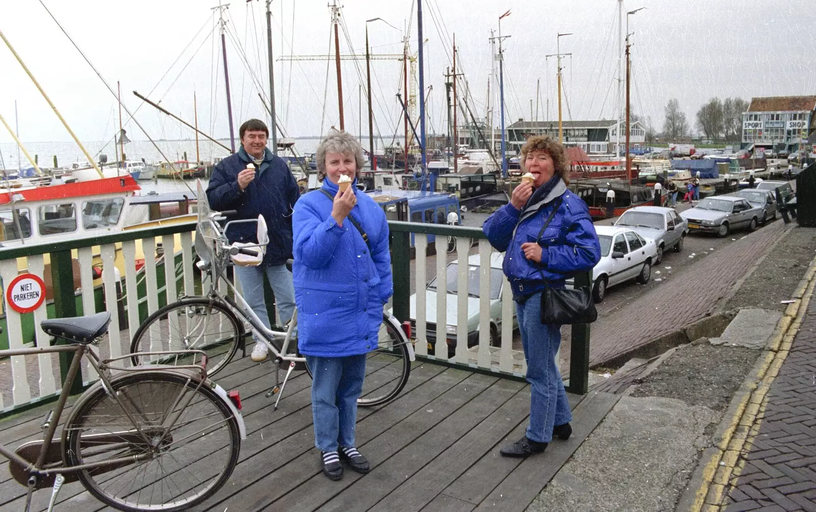 Corky, Linda and Brenda are ice-creamed up, from Out and About in Amsterdam, Hoorne, Vollendam and Edam, The Netherlands - 26th March 1992