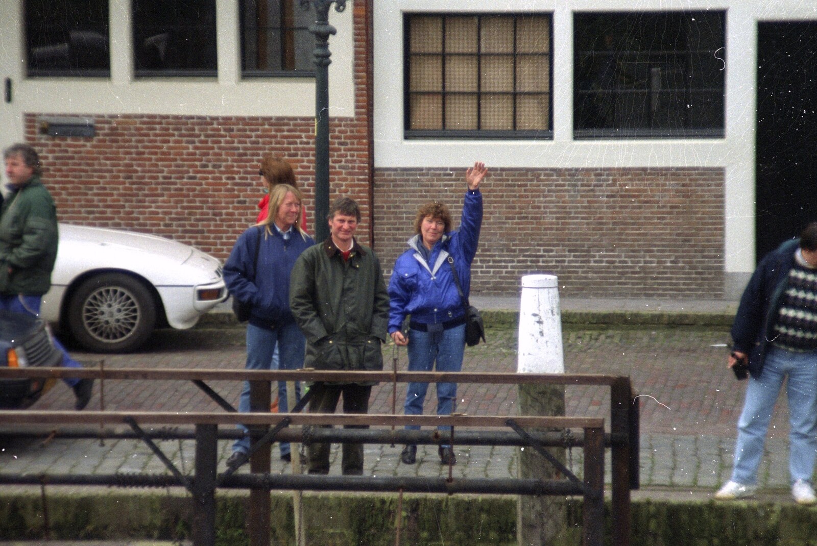 Out and About in Amsterdam, Hoorne, Vollendam and Edam, The Netherlands - 26th March 1992: Brenda waves