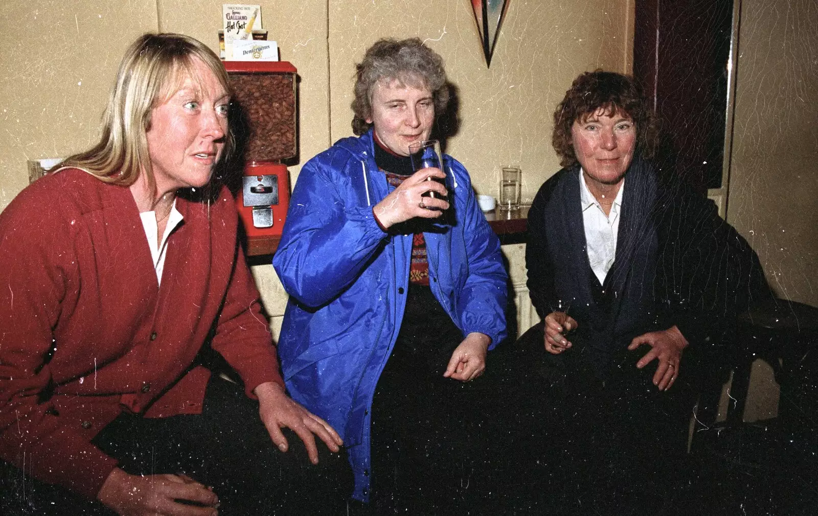 Sue looks freaked out in a bar, from Out and About in Amsterdam, Hoorne, Vollendam and Edam, The Netherlands - 26th March 1992