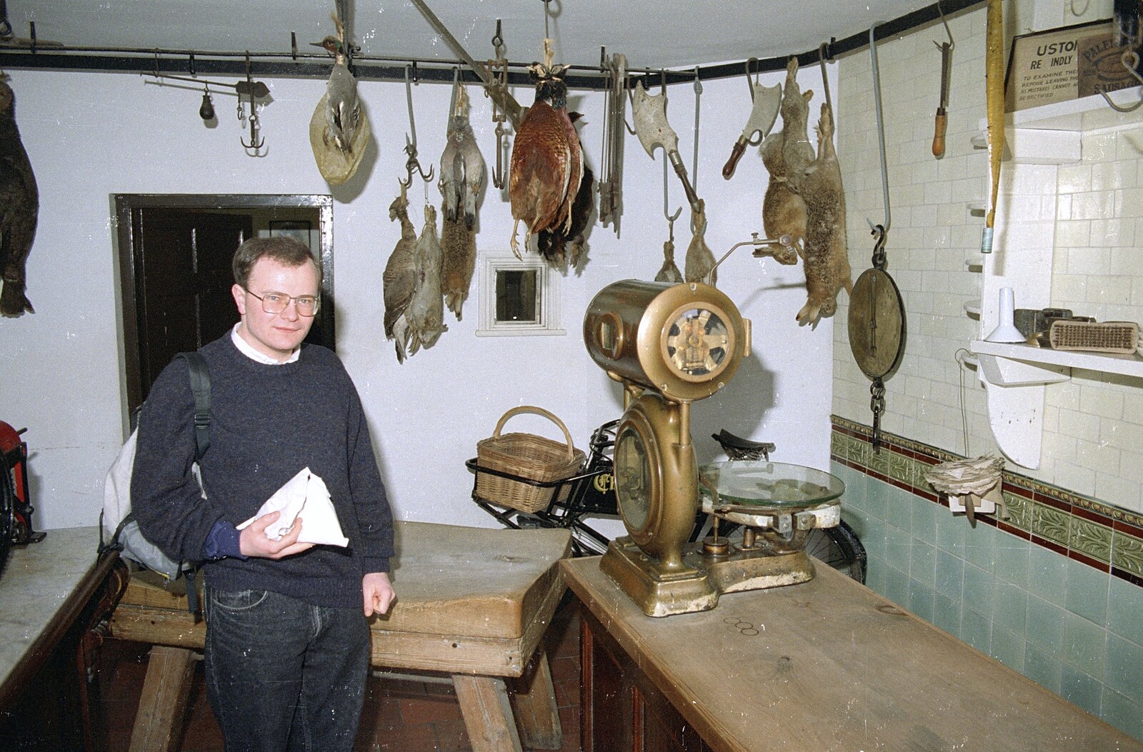 Hamish in an old butcher's shop from Capel Curig to Abergavenny: A Road-Trip With Hamish, Wales - 3rd April 1992