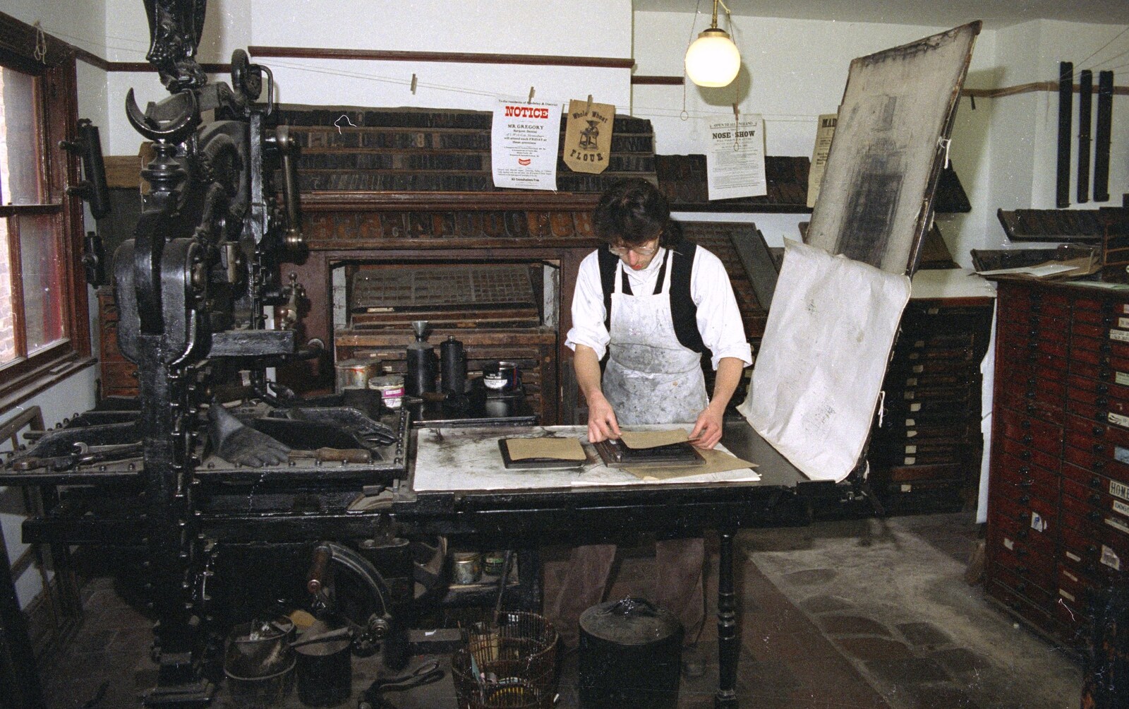 The print dude preps some printing from Capel Curig to Abergavenny: A Road-Trip With Hamish, Wales - 3rd April 1992