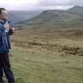 Hamish sips some water and surveys the view, Capel Curig to Abergavenny: A Road-Trip With Hamish, Wales - 3rd April 1992