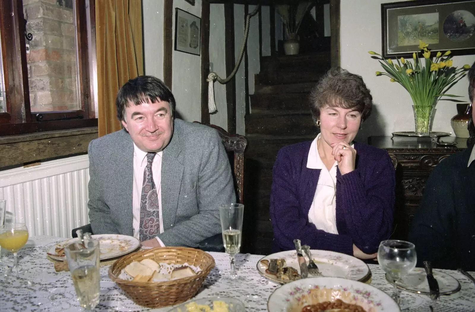 David Cork and Sue 'Badger' Ogilsby, from Dinner Round Geoff and Brenda's, and Hamish Visits, Stuston, Suffolk - 6th April 1992