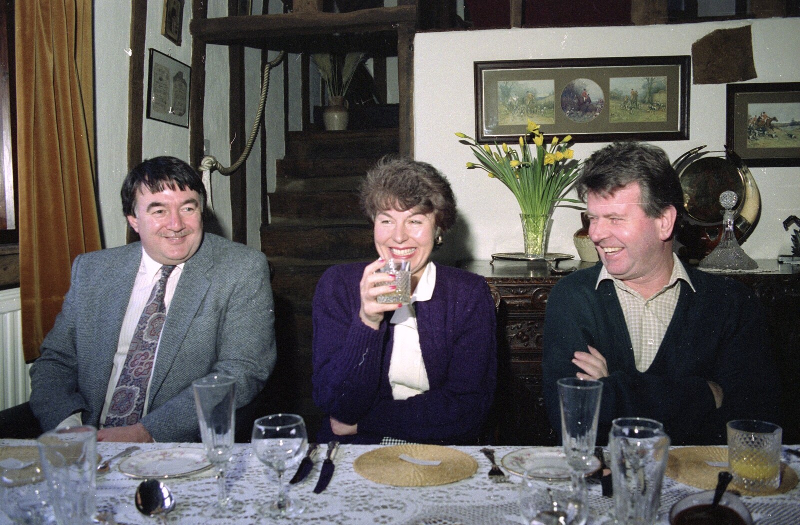 David, Sue and Mick from Dinner Round Geoff and Brenda's, and Hamish Visits, Stuston, Suffolk - 6th April 1992