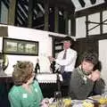 Geoff pops some fizz, Dinner Round Geoff and Brenda's, and Hamish Visits, Stuston, Suffolk - 6th April 1992