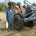 Mike shows off his tractor/sprayer combo, The Election Caravan and a View from a Cherry Picker, Stuston, Suffolk - 9th April 1992