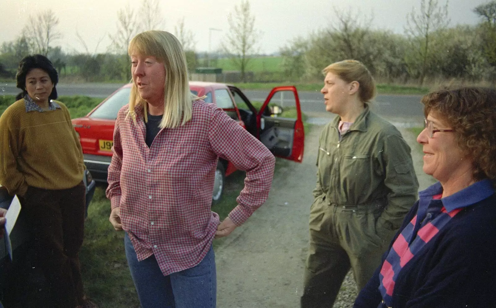 Sue, Kim and Brenda discuss the election, from The Election Caravan and a View from a Cherry Picker, Stuston, Suffolk - 9th April 1992