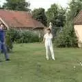 Keith, Brenda and a game of Petanque, The Election Caravan and a View from a Cherry Picker, Stuston, Suffolk - 9th April 1992