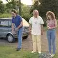 Keith, Sue and Monique, The Election Caravan and a View from a Cherry Picker, Stuston, Suffolk - 9th April 1992