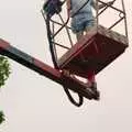 Local radio DJ David Hoffman is up in the air, The Election Caravan and a View from a Cherry Picker, Stuston, Suffolk - 9th April 1992