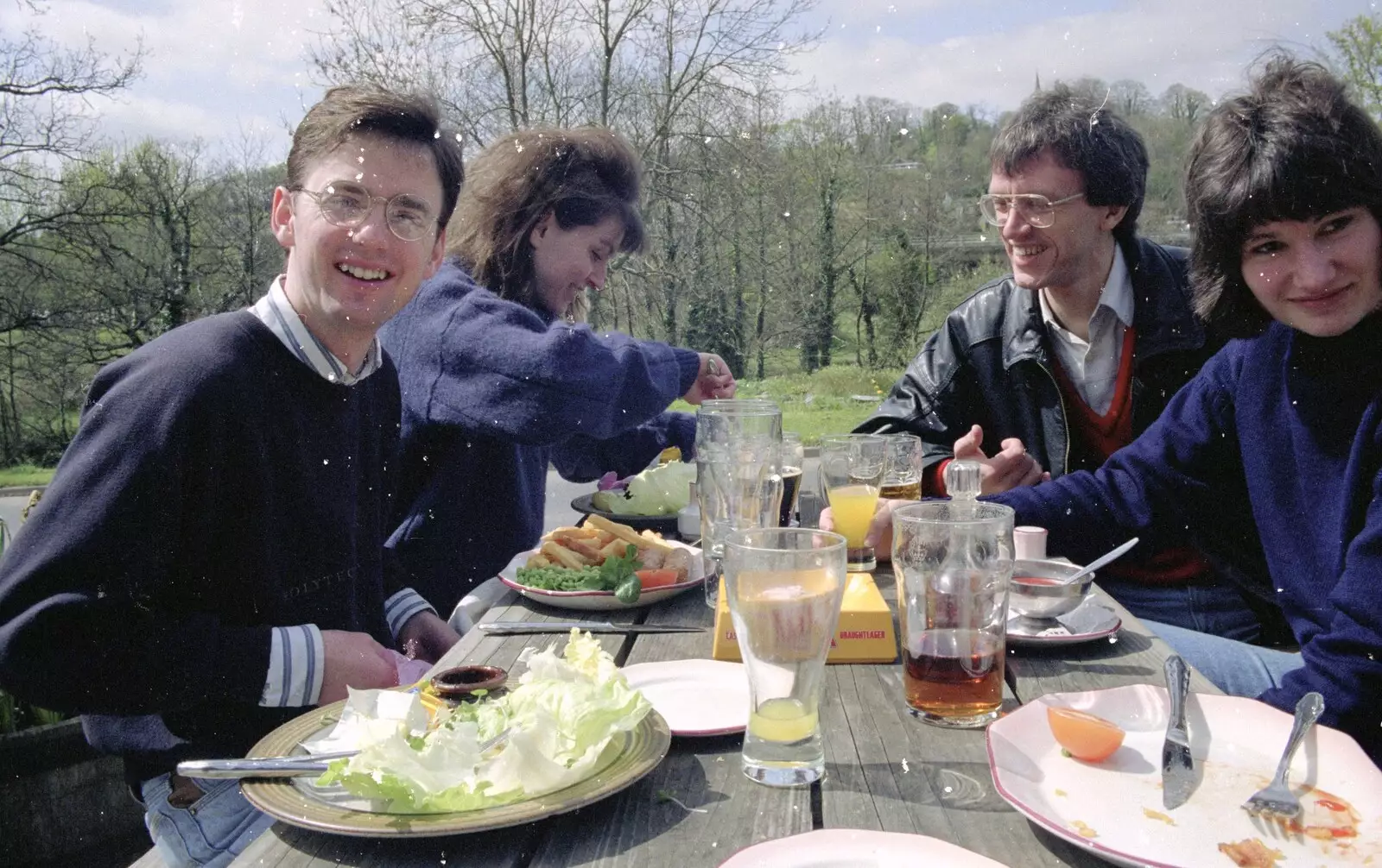 John Stuart, Moira and Angela, from Uni: A Mini Reunion, Plymouth, Devon - 14th April 1992