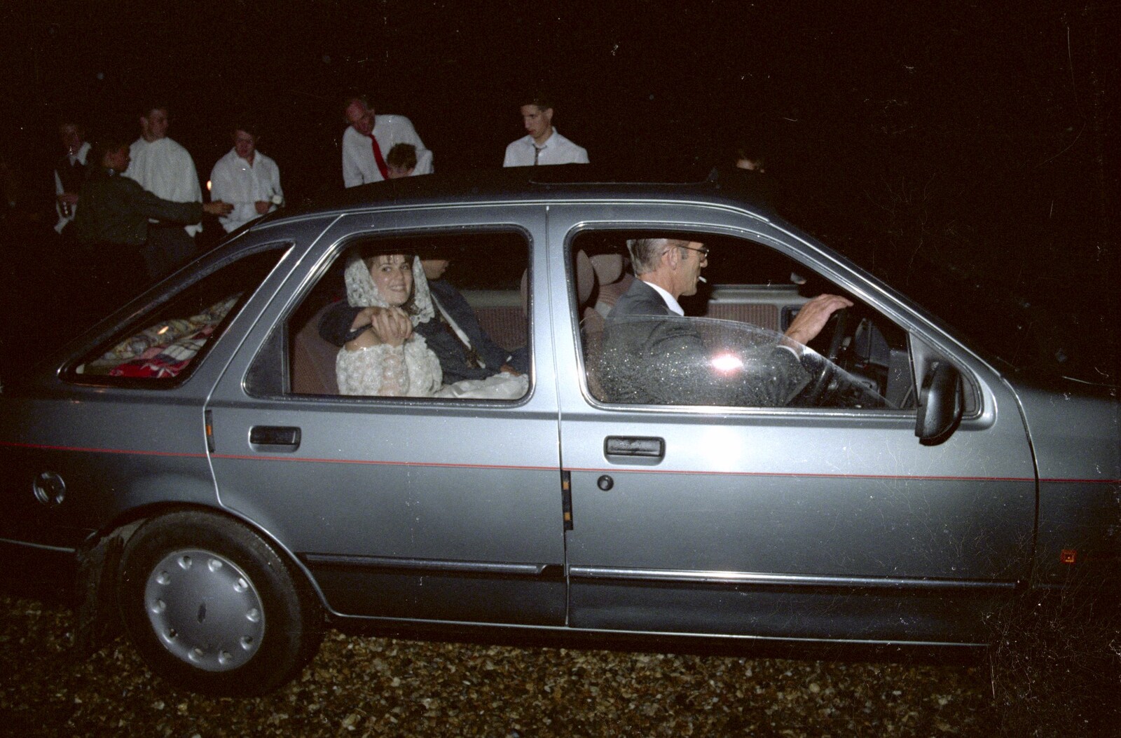 Kelly is driven away from Printec Kelly's Wedding, Eye, Suffolk - 25th April 1992