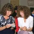 Alison and Monique read cards, Printec Kelly's Wedding, Eye, Suffolk - 25th April 1992