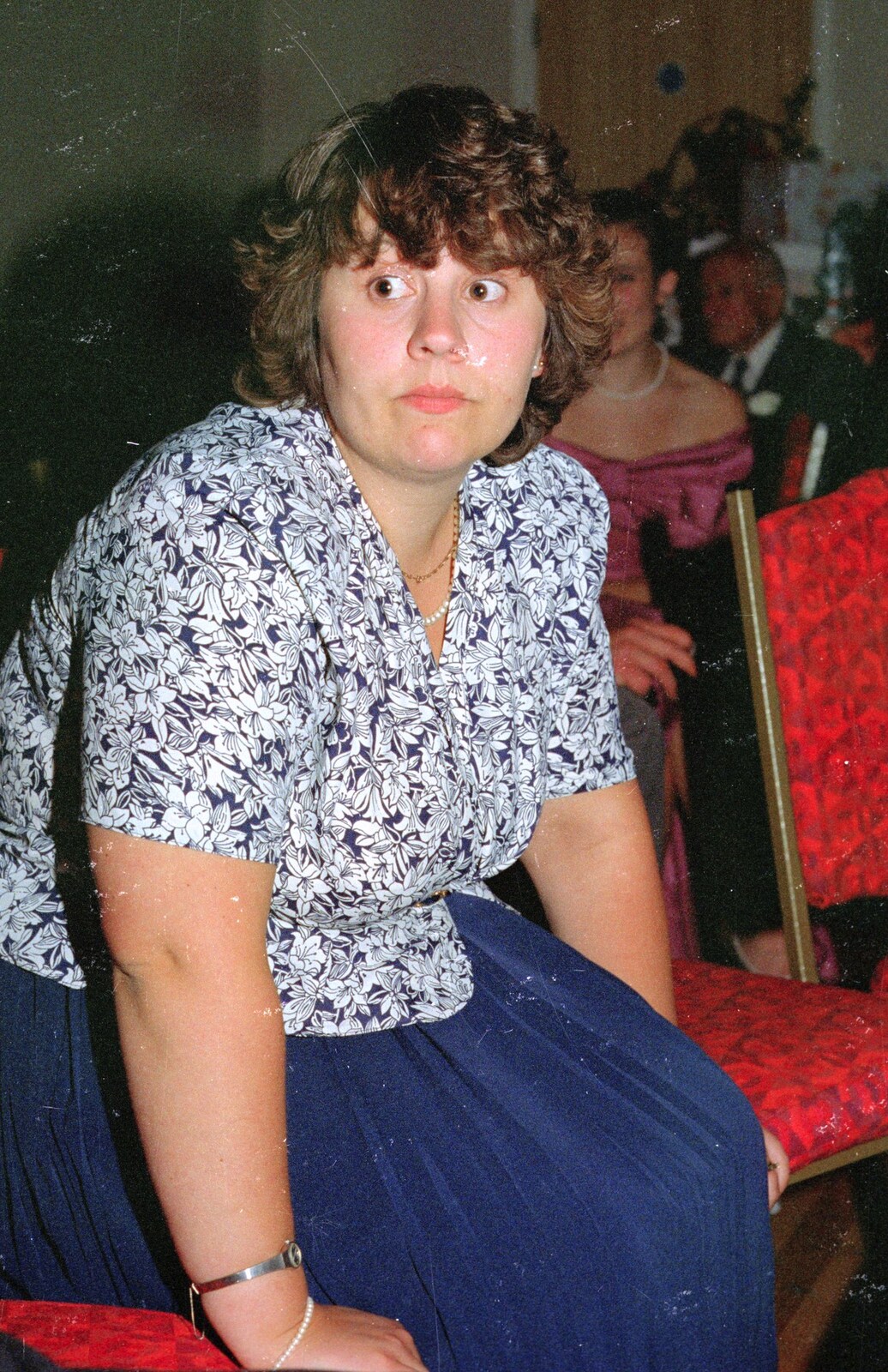 Wendy Saunders looks a bit glum from Printec Kelly's Wedding, Eye, Suffolk - 25th April 1992