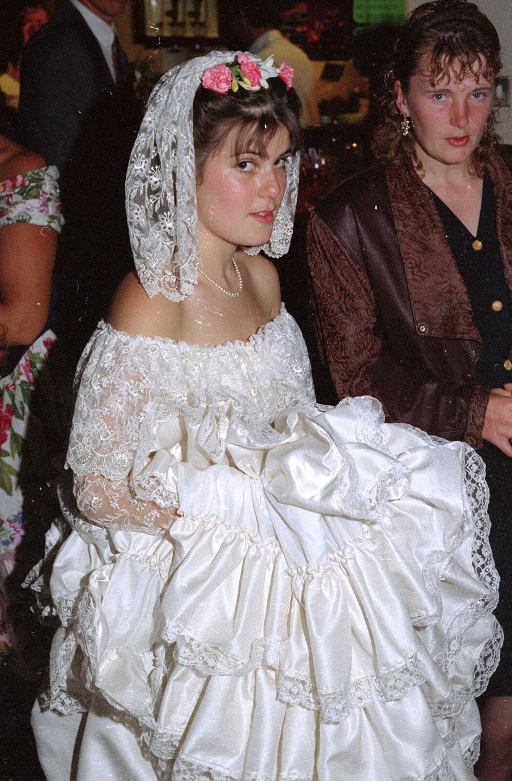 Kelly gives the hairy eyeball from Printec Kelly's Wedding, Eye, Suffolk - 25th April 1992