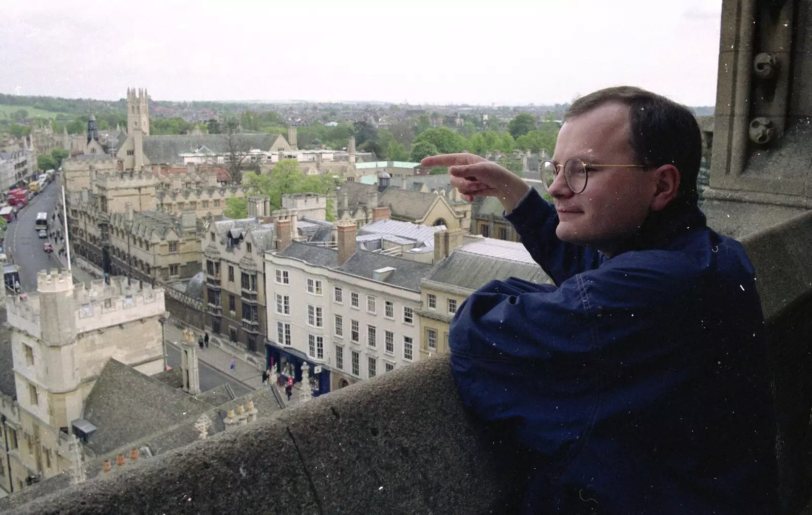 Hamish looks out over Oxford, from Hamish's Oxford Party, Oxfordshire - 25th April 1992