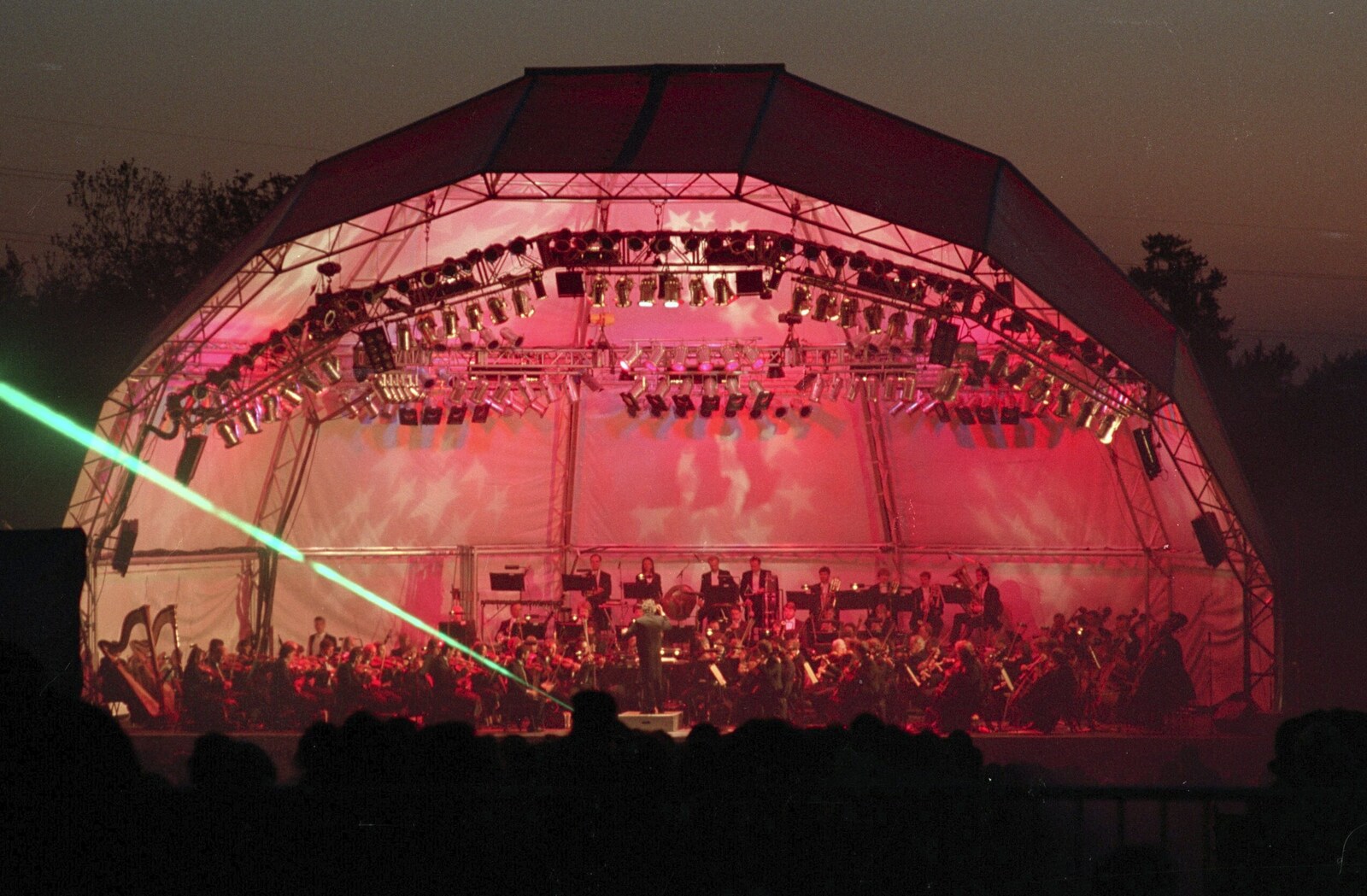 Earlham Classics, Earlham Park, Norwich, Norfolk - 9th May 1992: A single laser beam blasts out of the orchestra pit