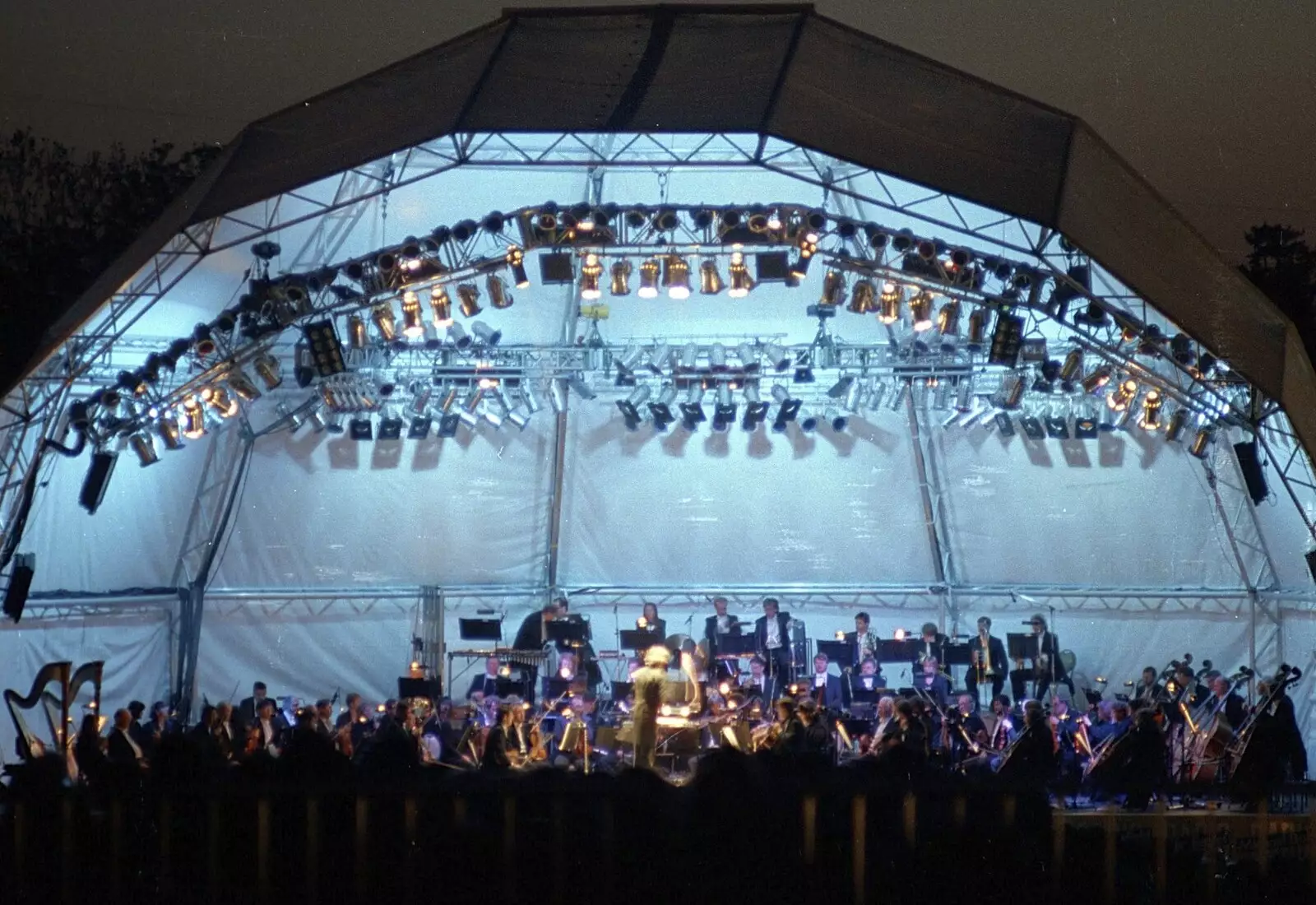 The orchestra is on stage, from Earlham Classics, Earlham Park, Norwich, Norfolk - 9th May 1992