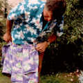 Geoff models some bright shorts