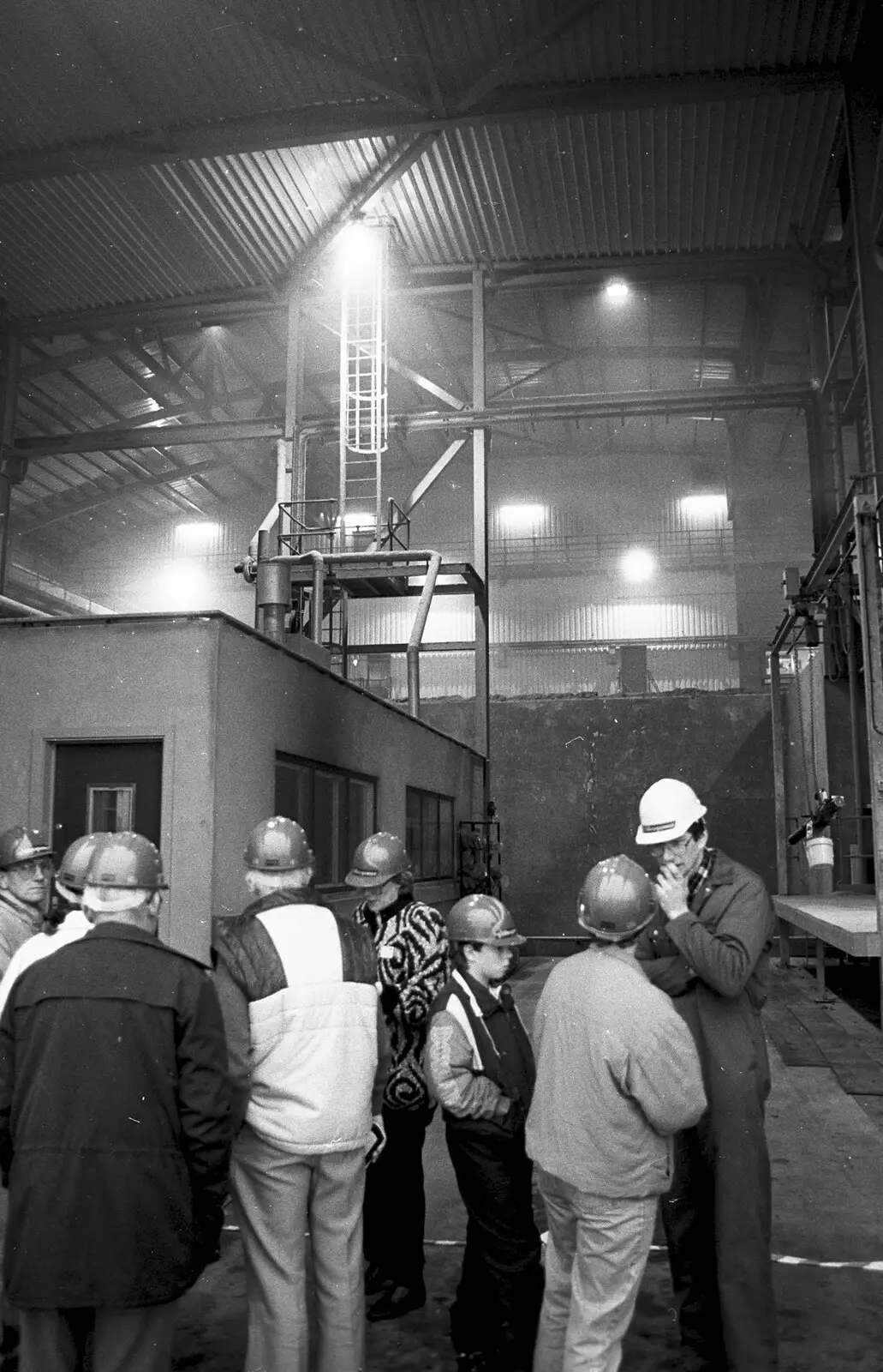 We mill around in the chicken-shit storage shed, from The World's First "Chicken Shit" Power Station, Brome, Eye, Suffolk - 11th July 1992