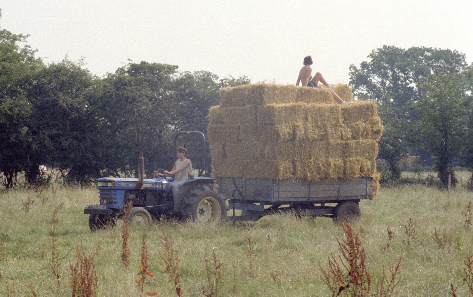 Working on the Harvest, Tibenham, Norfolk - 11th August 1992: Rachel drives around