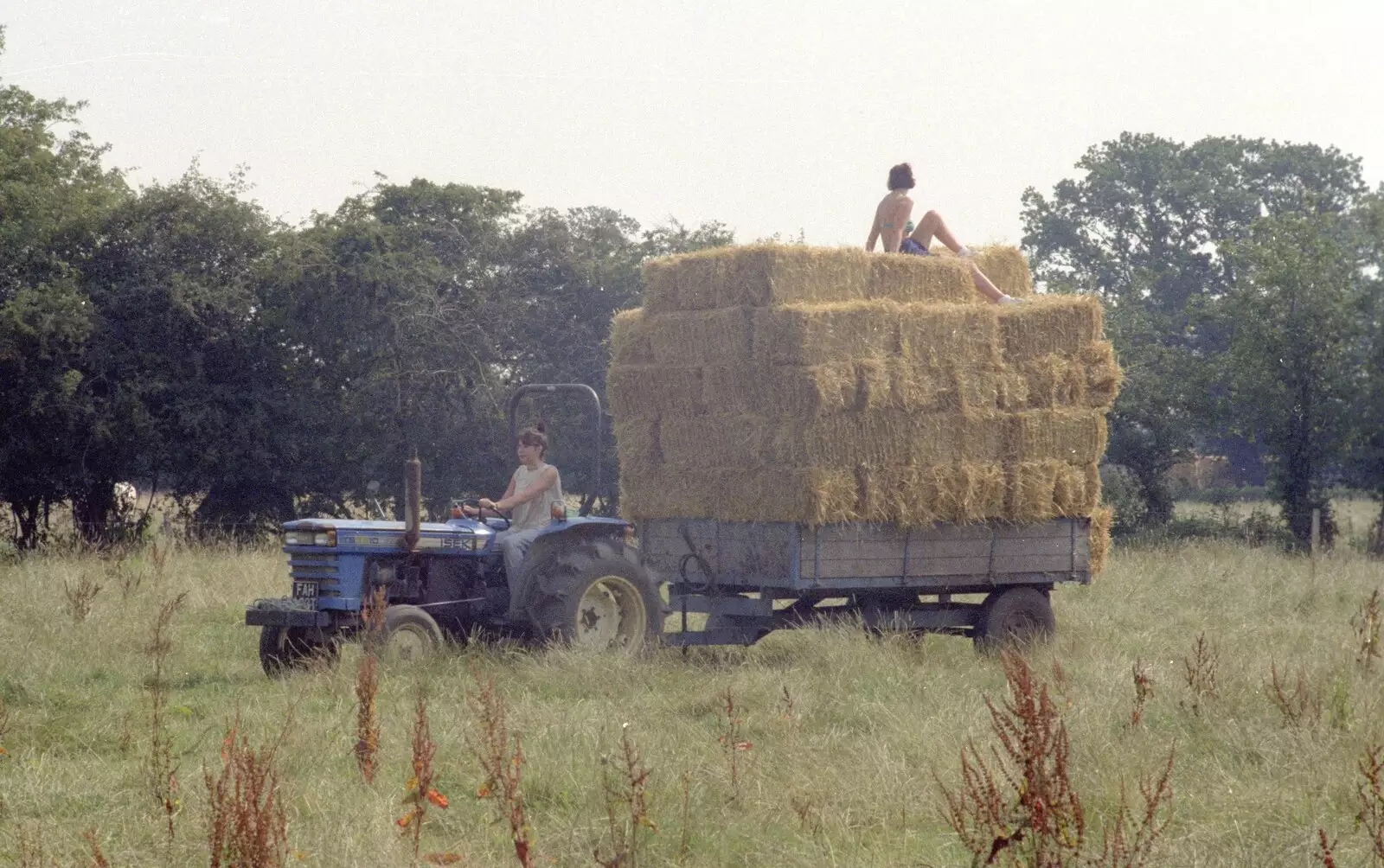 Rachel drives around, from Working on the Harvest, Tibenham, Norfolk - 11th August 1992