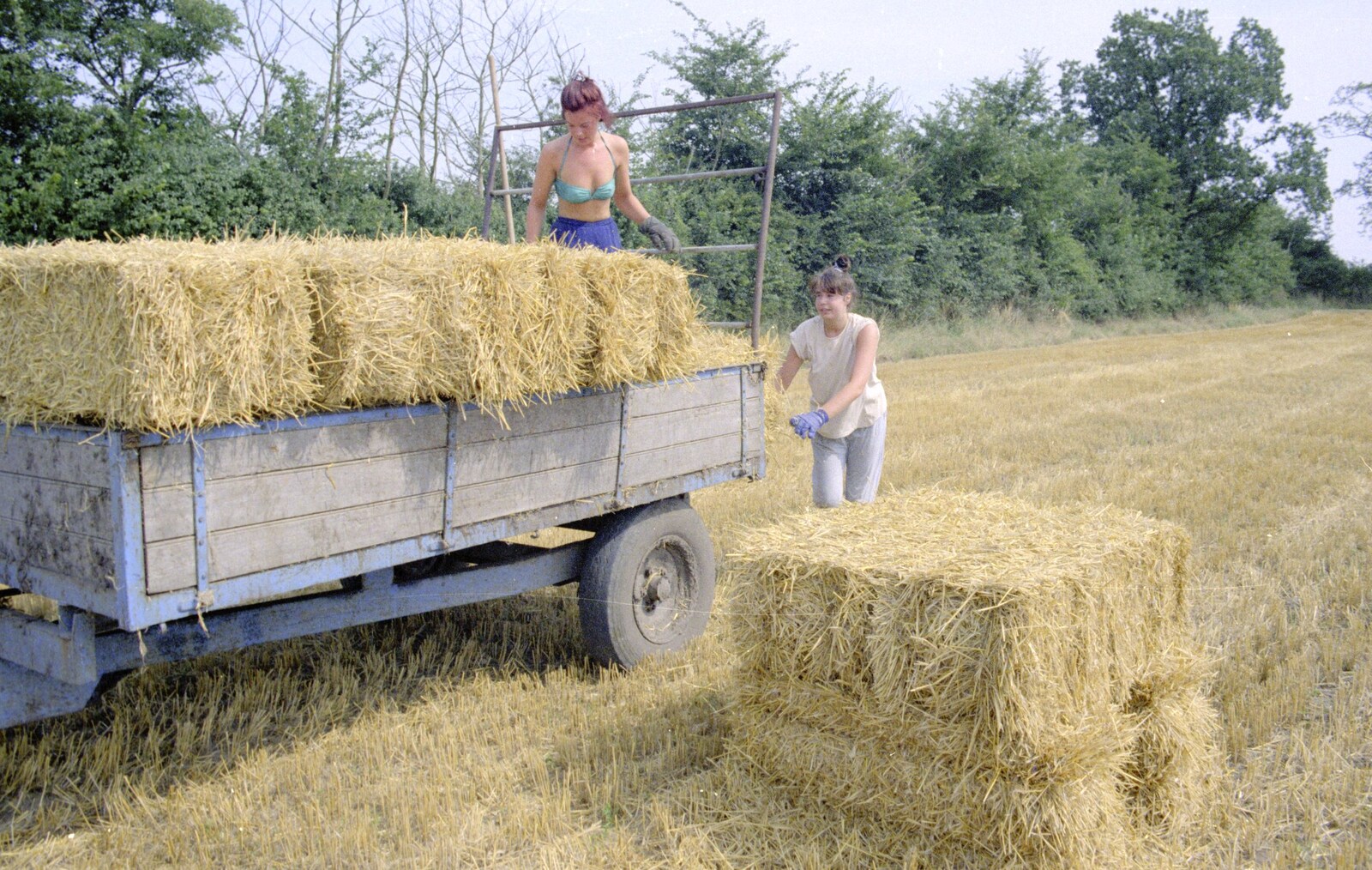 Working on the Harvest, Tibenham, Norfolk - 11th August 1992: Bale collecting