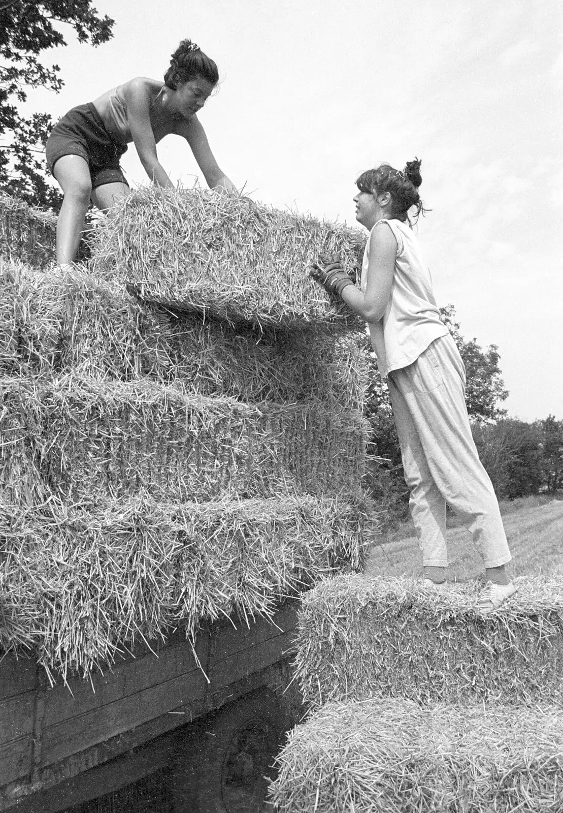 Another bale is hauled up, from Working on the Harvest, Tibenham, Norfolk - 11th August 1992