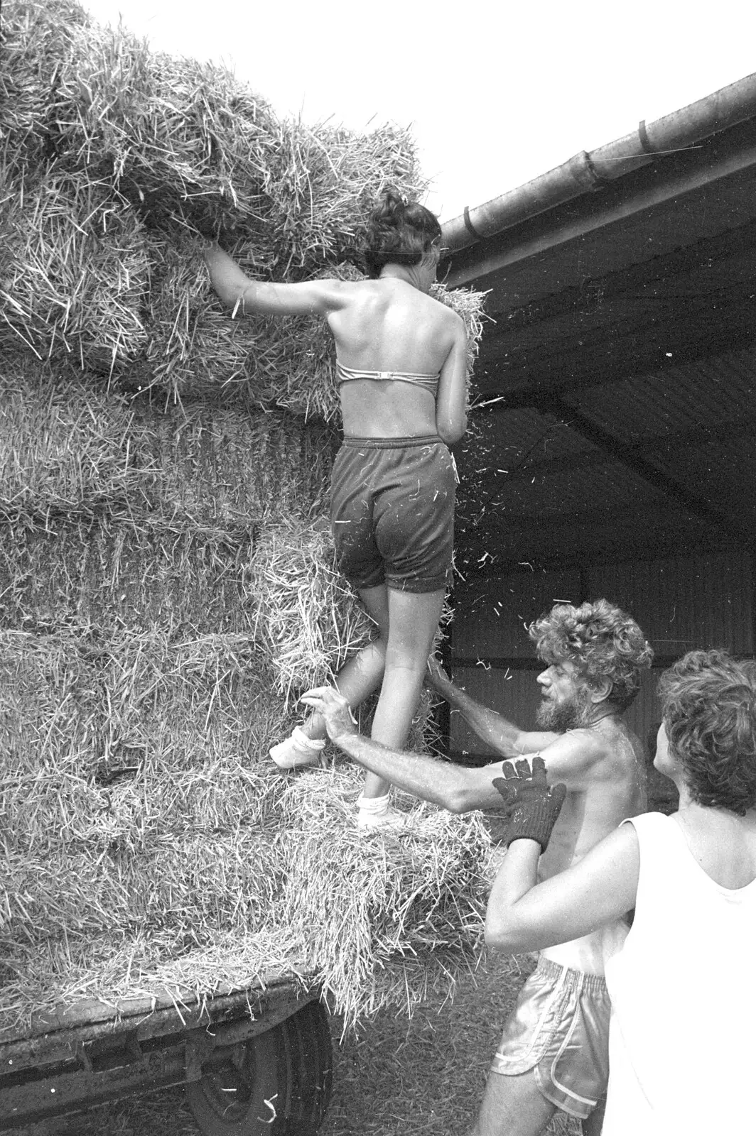 It's another trip to the top of the stack, from Working on the Harvest, Tibenham, Norfolk - 11th August 1992