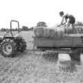 The second layer of bales on the trailer, Working on the Harvest, Tibenham, Norfolk - 11th August 1992