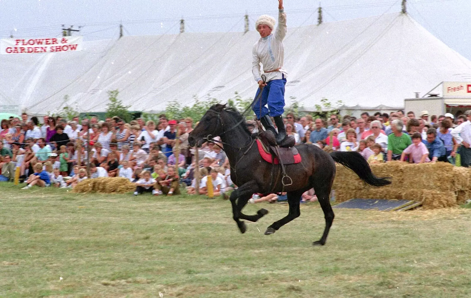 A Cossack stands up on a horse, from The Eye Show and a Trip to Halifax, Suffolk and South Yorkshire - 28th August 1992