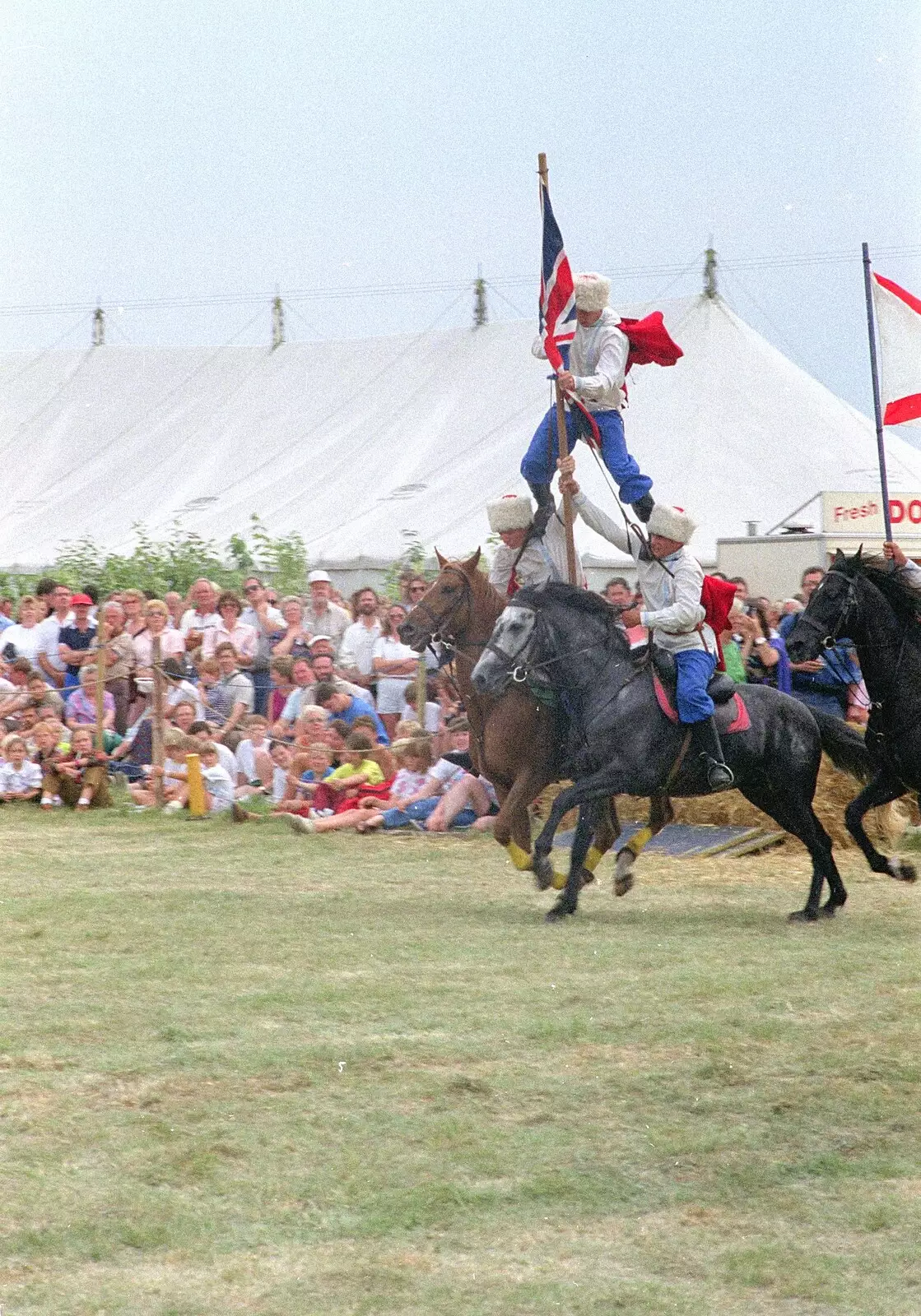 The Cossacks do something with flags, from The Eye Show and a Trip to Halifax, Suffolk and South Yorkshire - 28th August 1992