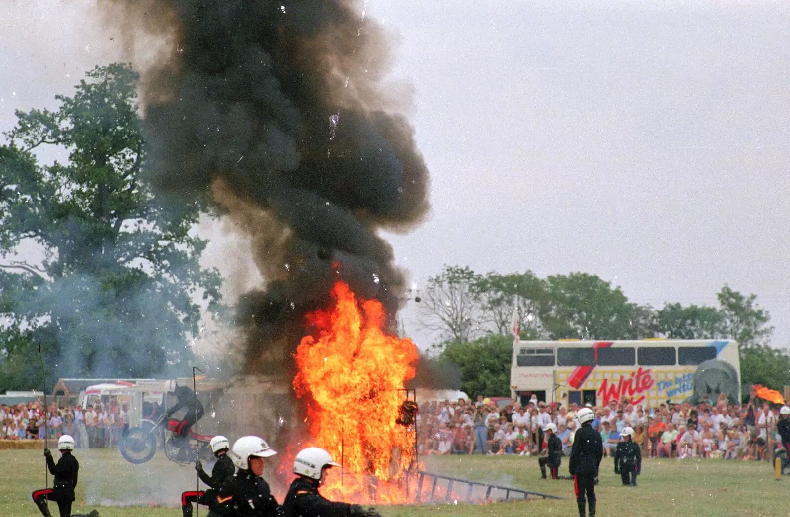 Motorbikes and a flaming ring of death, from The Eye Show and a Trip to Halifax, Suffolk and South Yorkshire - 28th August 1992