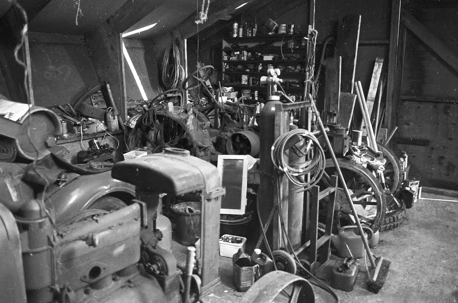 A shed full of machine randomness, from A Black and White Life in Concrete, Stuston, Suffolk - 3rd September 1992