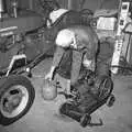 A small stationery engine is prepped with a gas bottle, A Black and White Life in Concrete, Stuston, Suffolk - 3rd September 1992