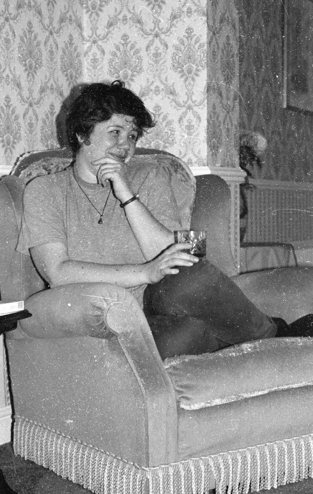 Sis in the Old Man's lounge, from A Black and White Life in Concrete, Stuston, Suffolk - 3rd September 1992