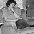 Sis in the Old Man's lounge, A Black and White Life in Concrete, Stuston, Suffolk - 3rd September 1992