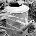 A Black and White Life in Concrete, Stuston, Suffolk - 3rd September 1992, An old watering can looks like it has barnacles