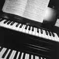 Bernie's keyboard is stacked on the piano, A Black and White Life in Concrete, Stuston, Suffolk - 3rd September 1992