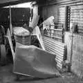 Winnie the tractor in the garage, A Black and White Life in Concrete, Stuston, Suffolk - 3rd September 1992