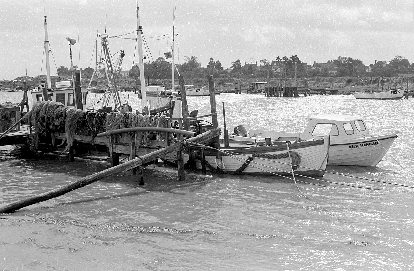 A pontoon covered in nets on the Blyth from Blackshore Quay in Black and White, Southwold and Sizewell, Suffolk - 16th September 1992