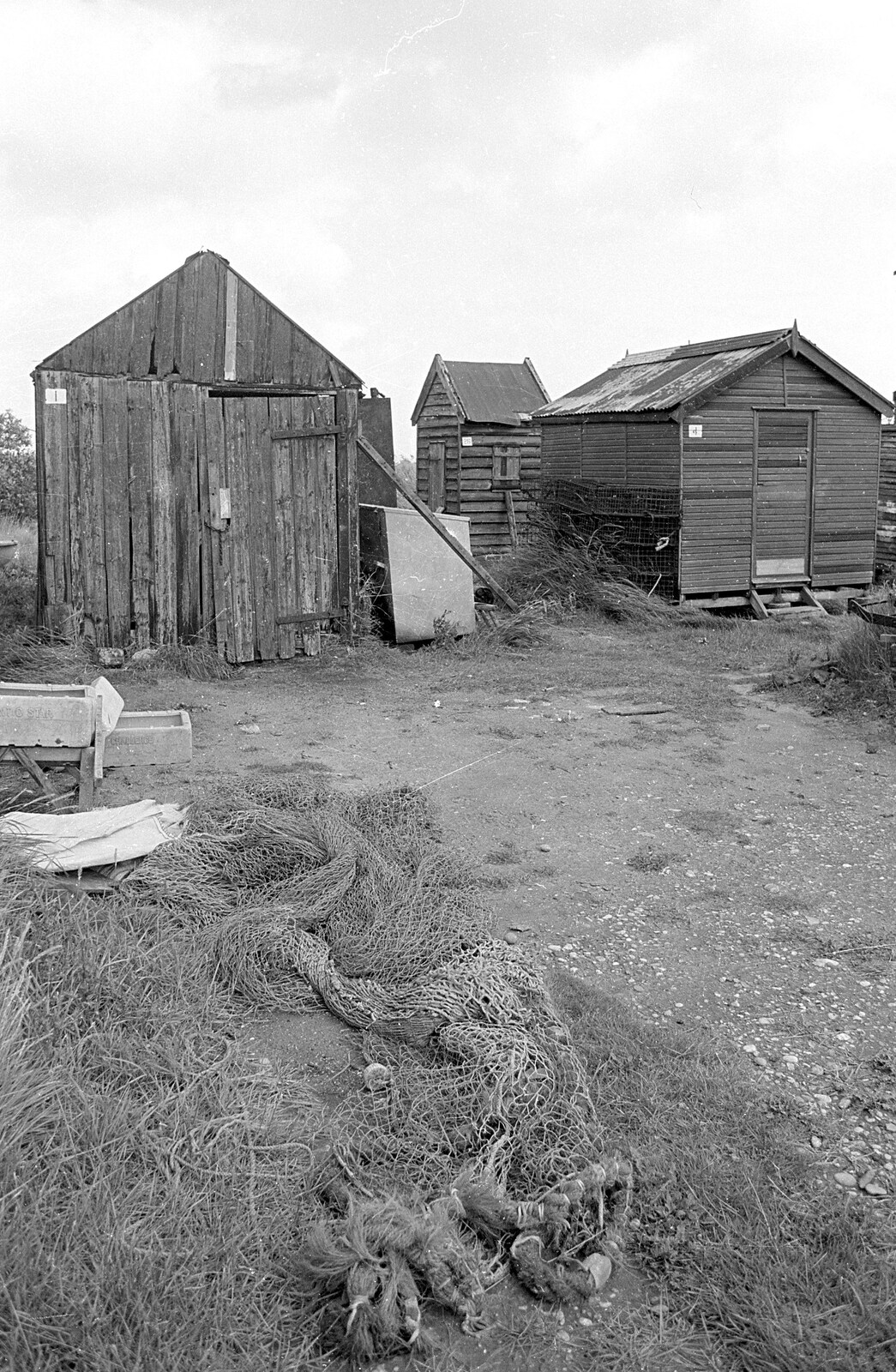 Old sheds and discarded fishing nets from Blackshore Quay in Black and White, Southwold and Sizewell, Suffolk - 16th September 1992