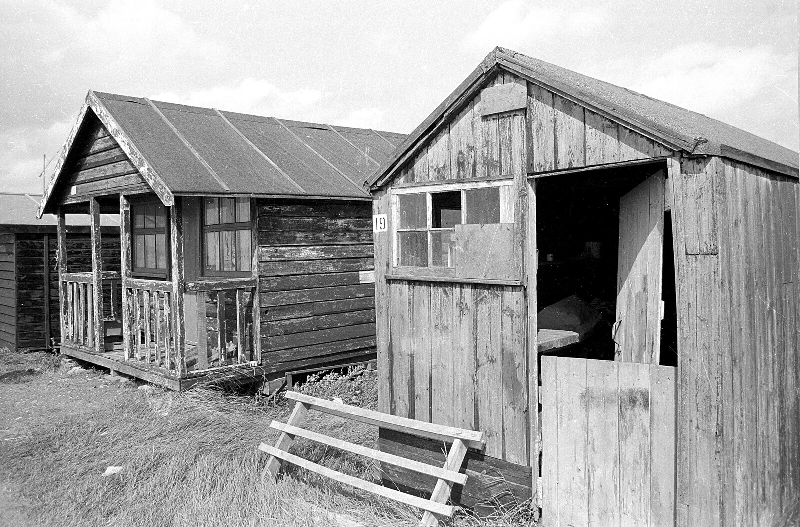 Derelict huts on Blackshore Quay from Blackshore Quay in Black and White, Southwold and Sizewell, Suffolk - 16th September 1992